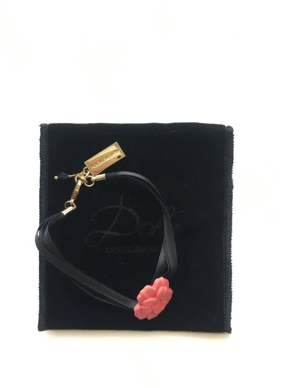 ✨DOLCE & GABBANA Rose Camellia Bracelet Floral Love Logo + Velvet Pouch +Box NEW